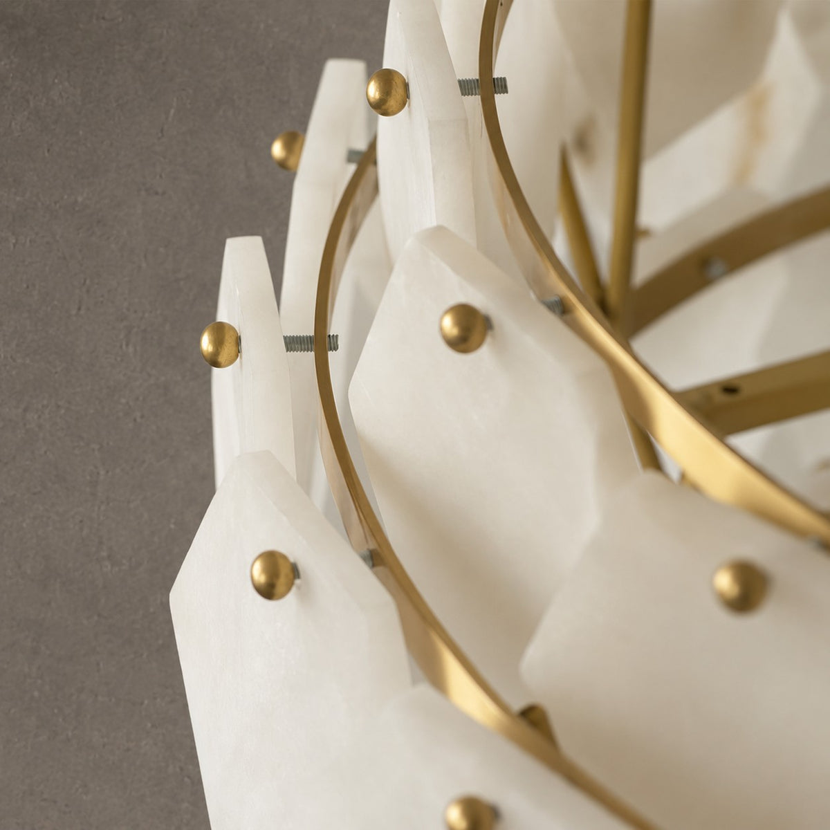 Pendant Light  Hexa Cloud Alabaster Hexagonal Brass