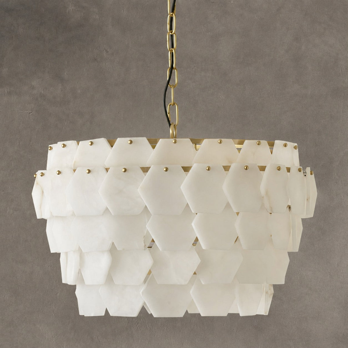 Pendant Light  Hexa Cloud Alabaster Hexagonal Brass