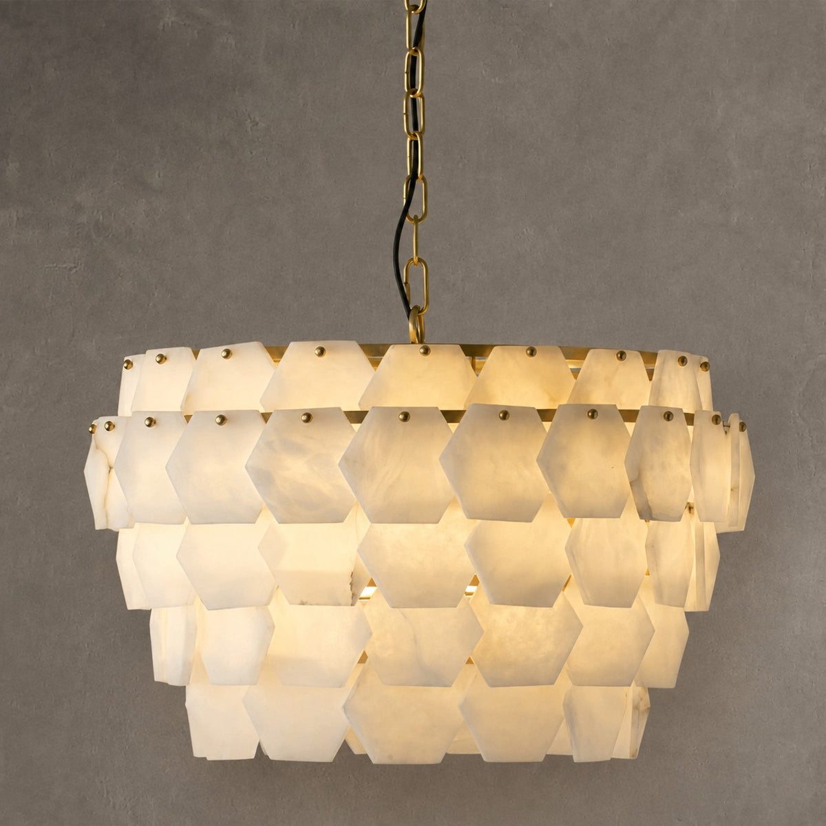 Pendant Light  Hexa Cloud Alabaster Hexagonal Brass