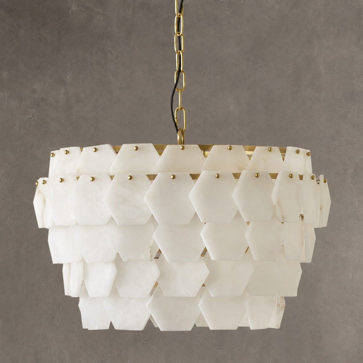 Hexa Cloud Gold & White Alabaster Pendant Light– 23.6" Diameter