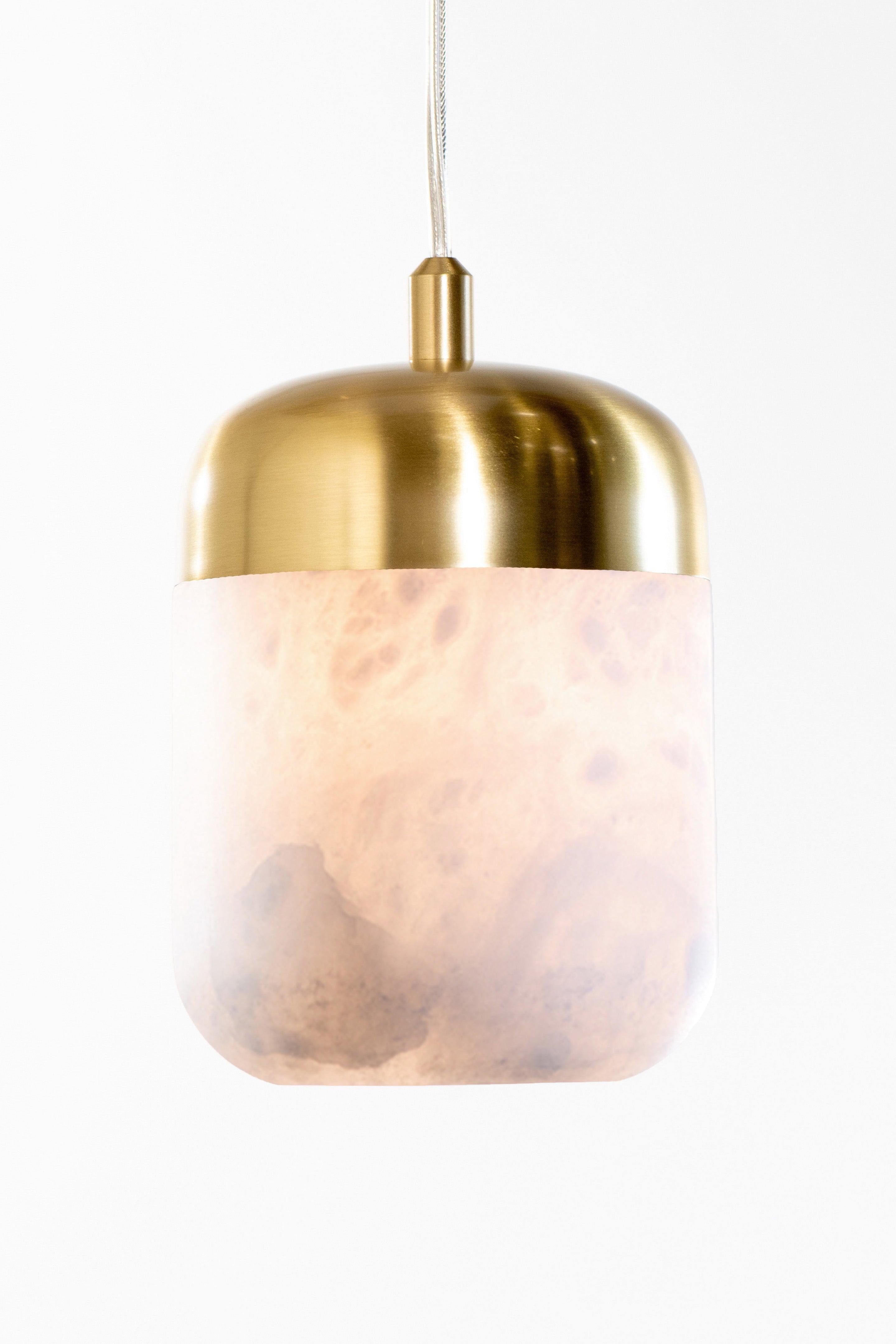 Elegant Jeremy Alabaster Pendant Light with Satin Brass Finish
