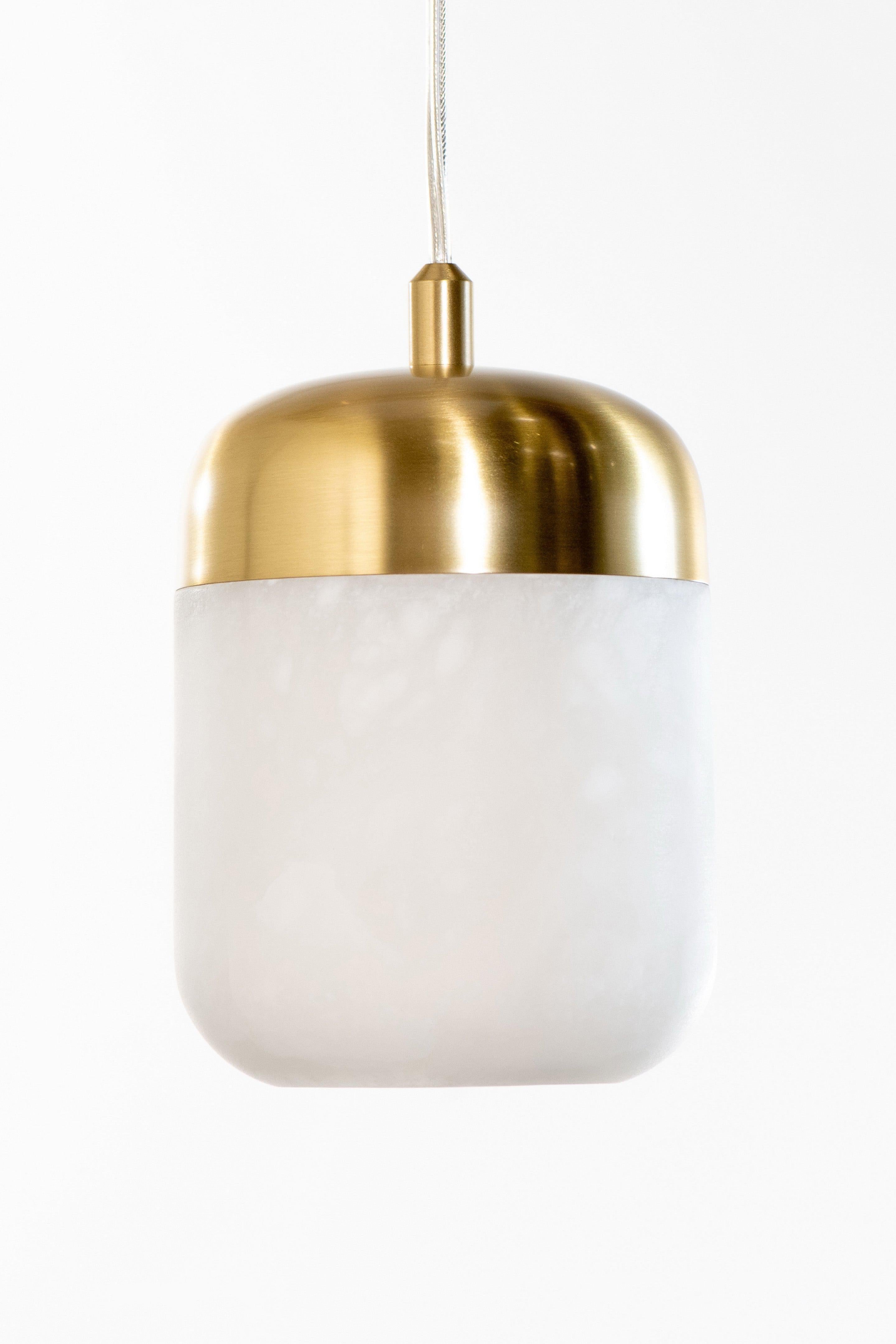 Elegant Jeremy Alabaster Pendant Light with Satin Brass Finish