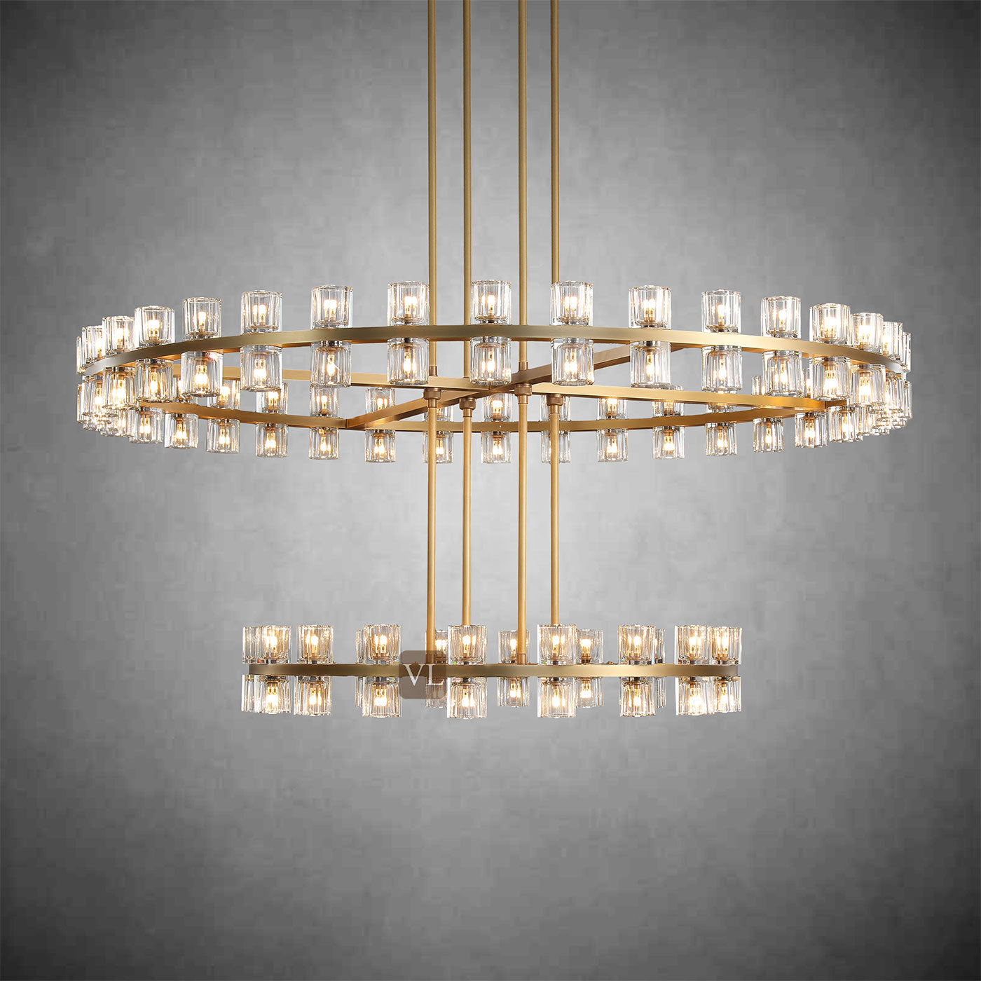 Avelon Crystal 2-Tier Round  Chandelier 60"