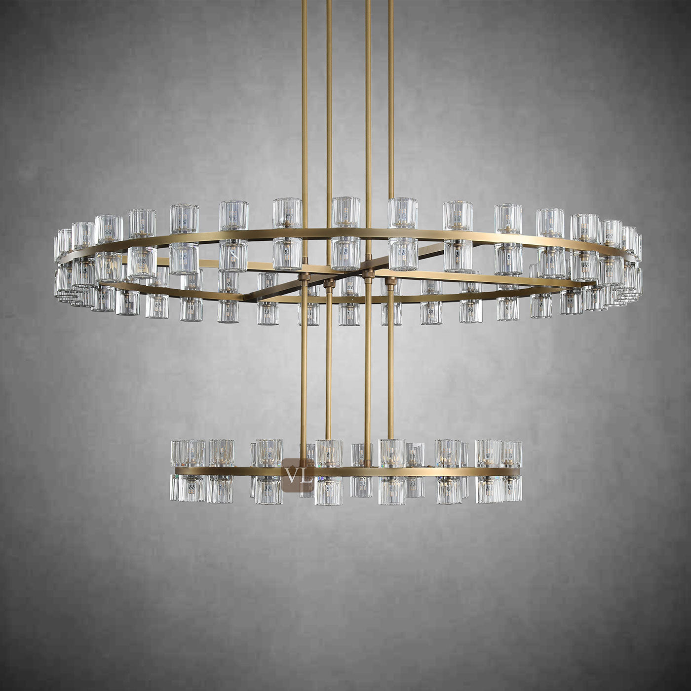 Avelon Crystal 2-Tier Round  Chandelier 60"