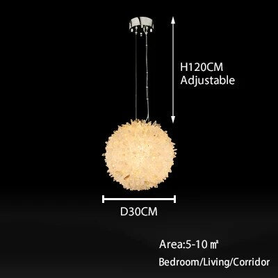 Clear Geode Quartz Crystal Ball Modern Pendant Light