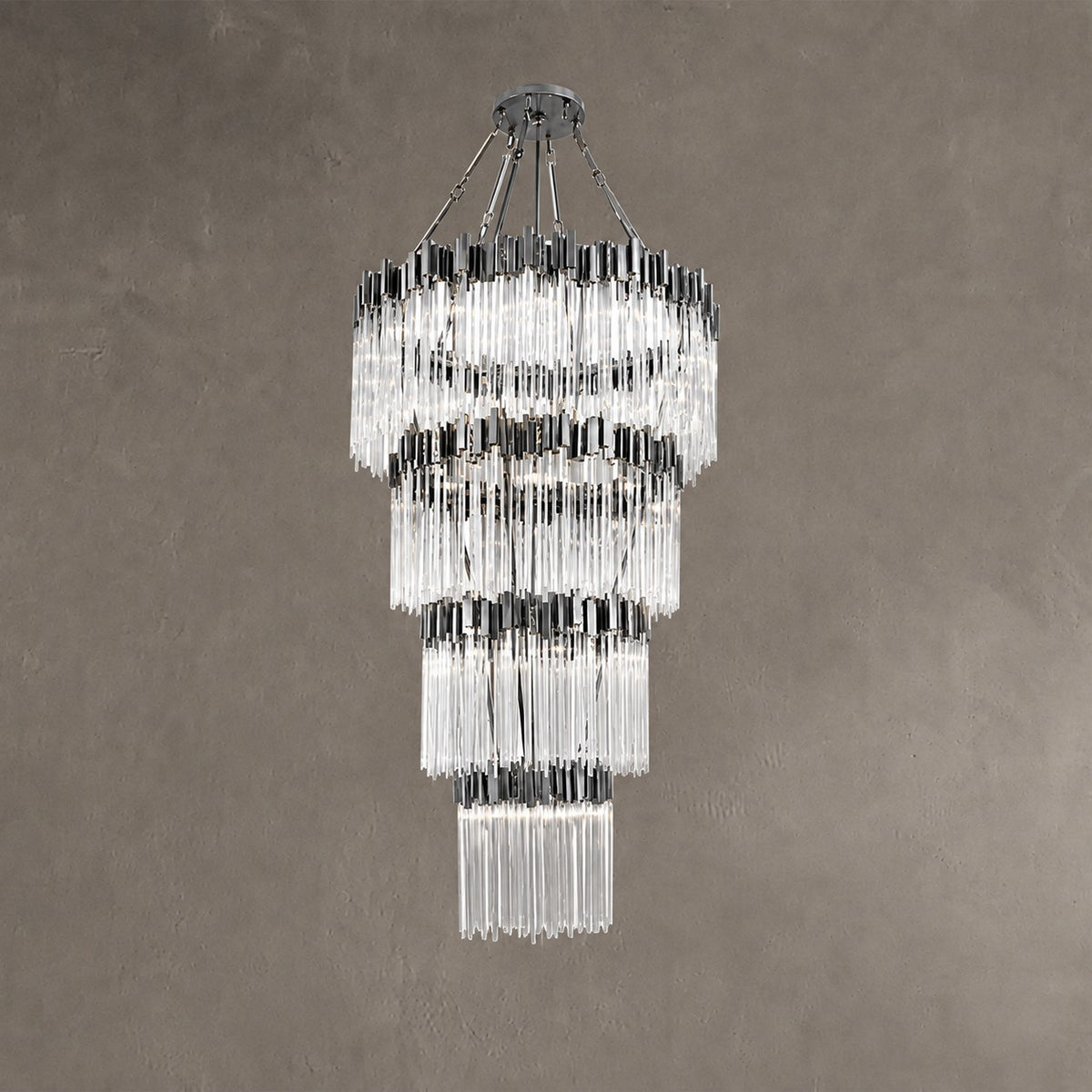 Large Elegant Multi-layers Glam Glass Chandelier for High-ceiling Staircase/Entryway/Living/meeting Room