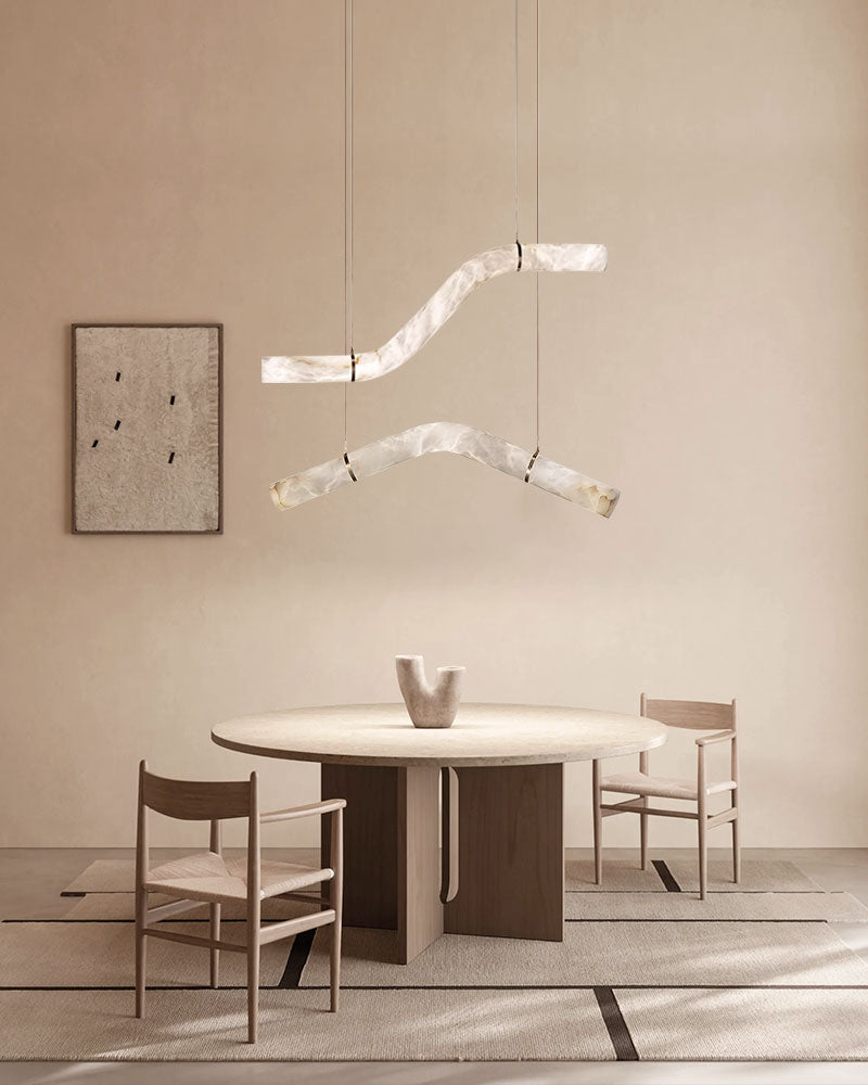 Minimalist Long Cord Ceiling Pendant Alabaster Lighting
