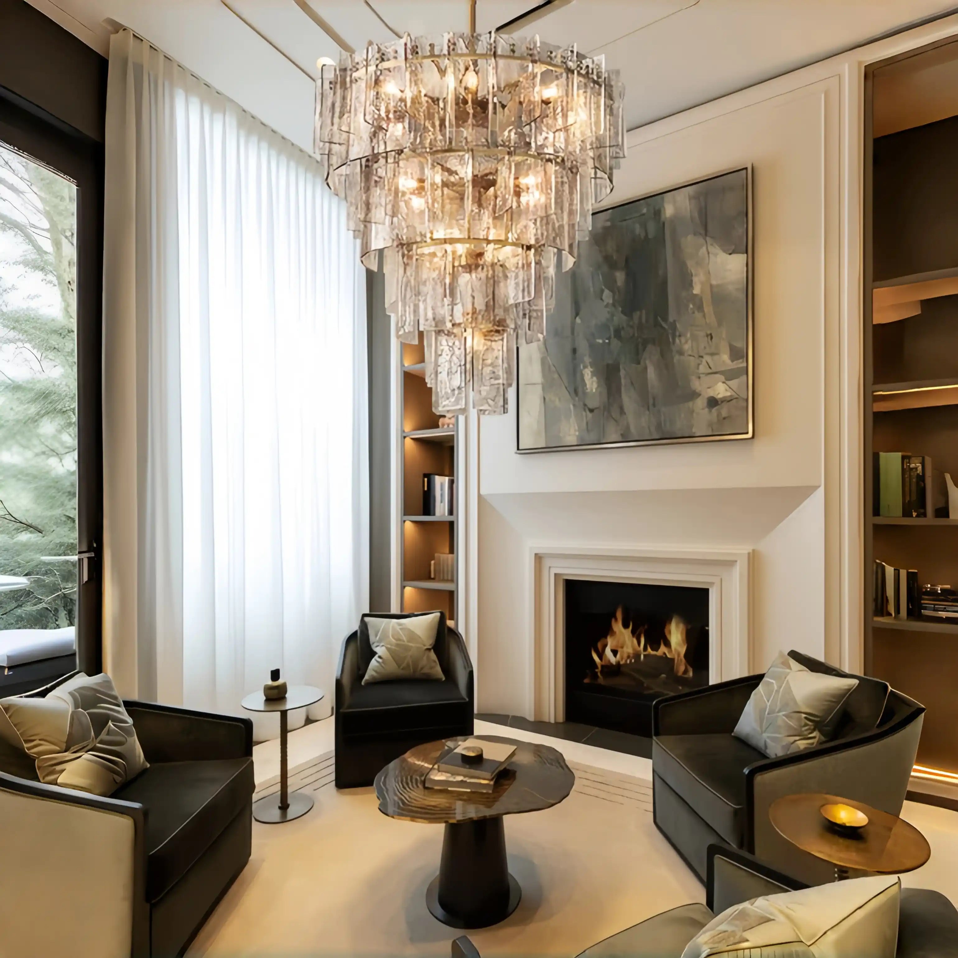 Lattice Tiered Round Chandelier