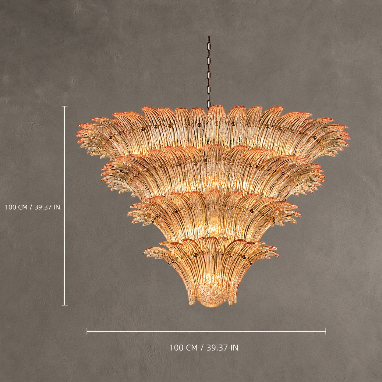 Chandelier Sculptural Floral Glass Style Floralys