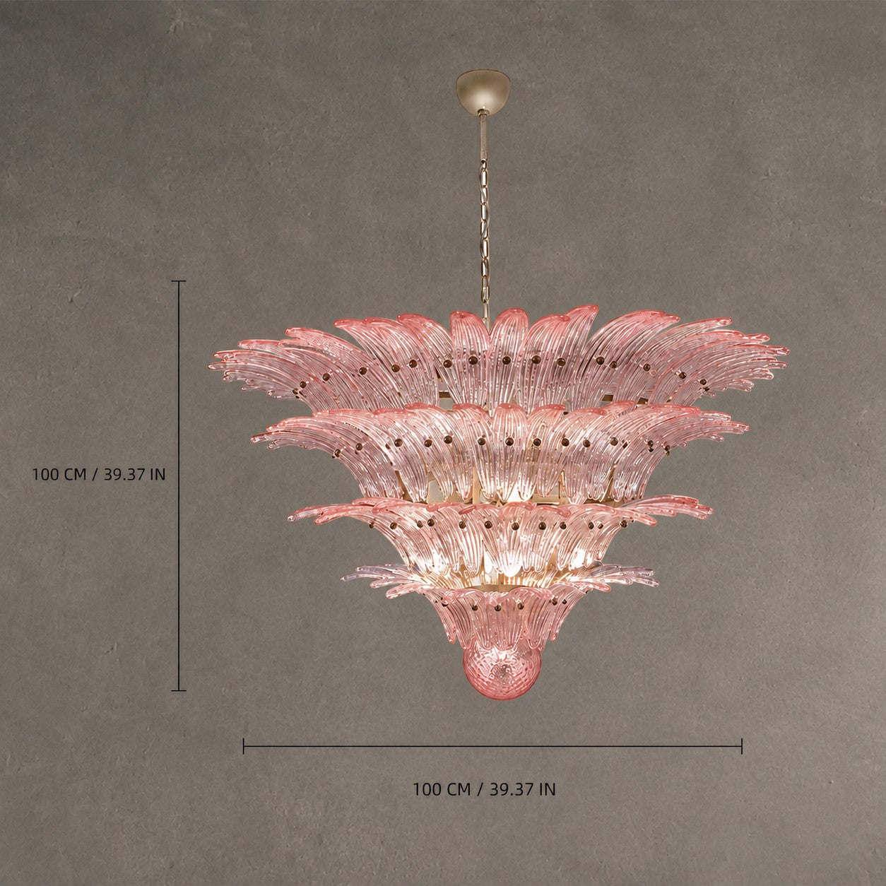 Chandelier Sculptural Floral Glass Style Floralys