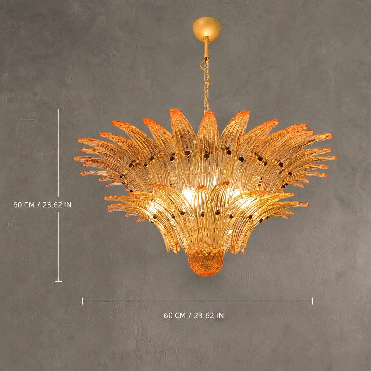 Chandelier Sculptural Floral Glass Style Floralys