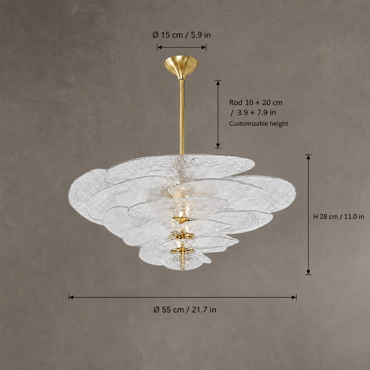 Petal Cascade  Living Room & Dining Room Chandelier  Artisan Murano Style