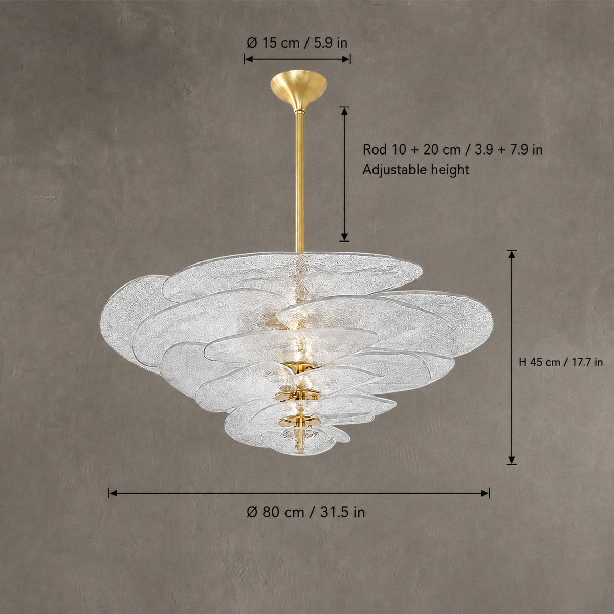 Petal Cascade  Living Room & Dining Room Chandelier  Artisan Murano Style