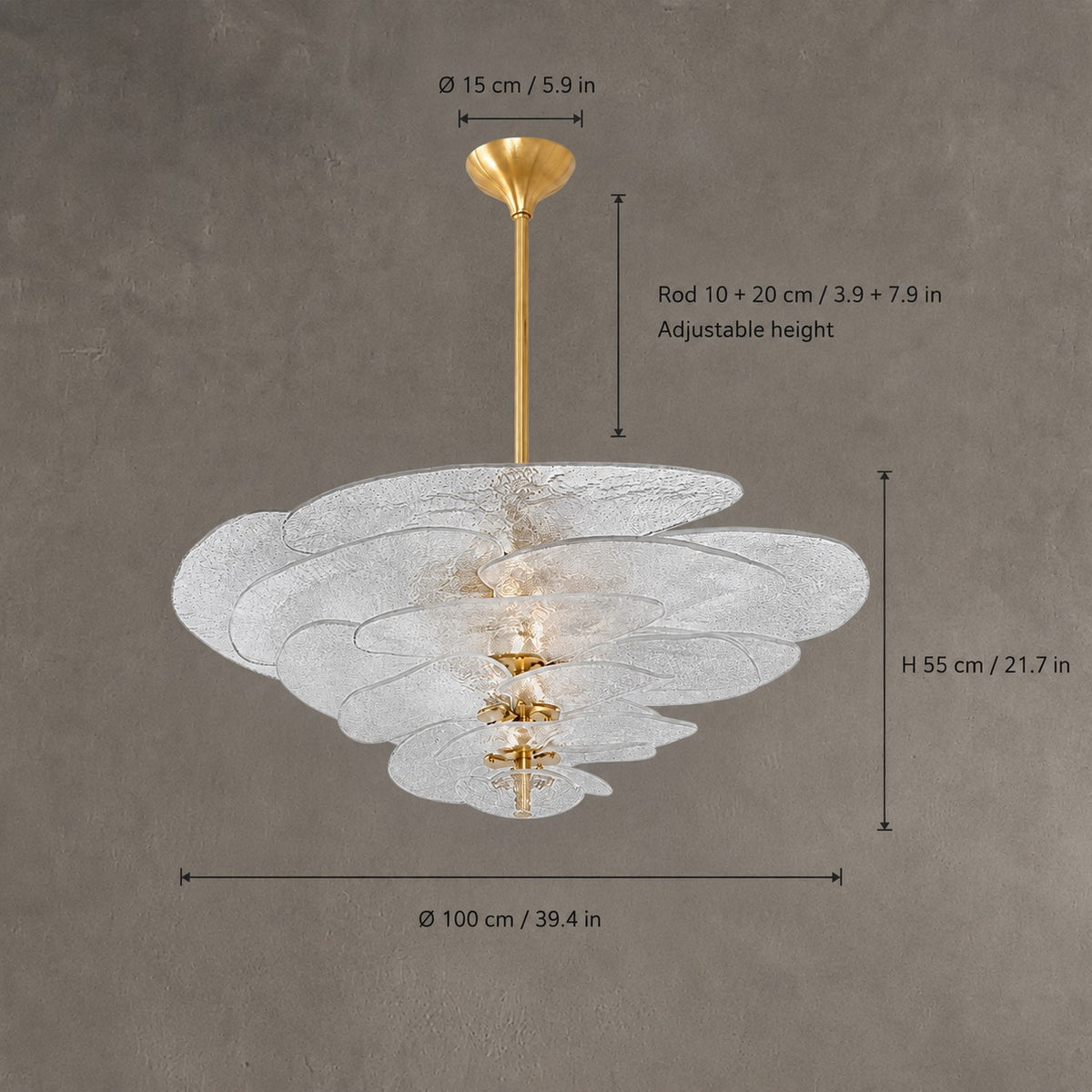 Petal Cascade  Living Room & Dining Room Chandelier  Artisan Murano Style