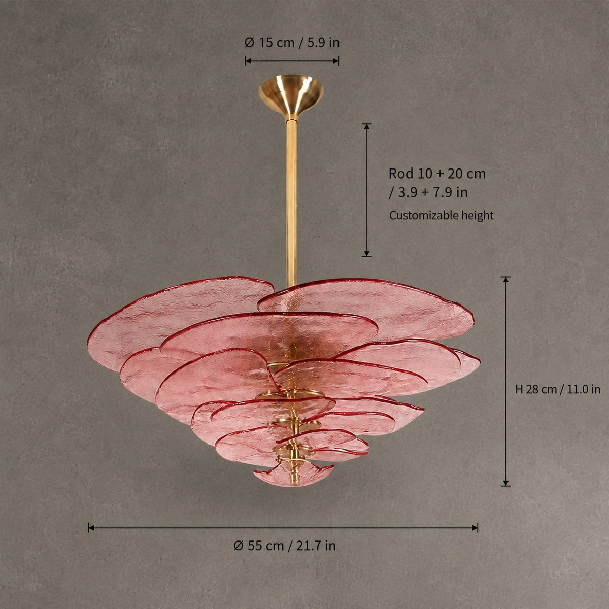 Petal Cascade  Living Room & Dining Room Chandelier  Artisan Murano Style