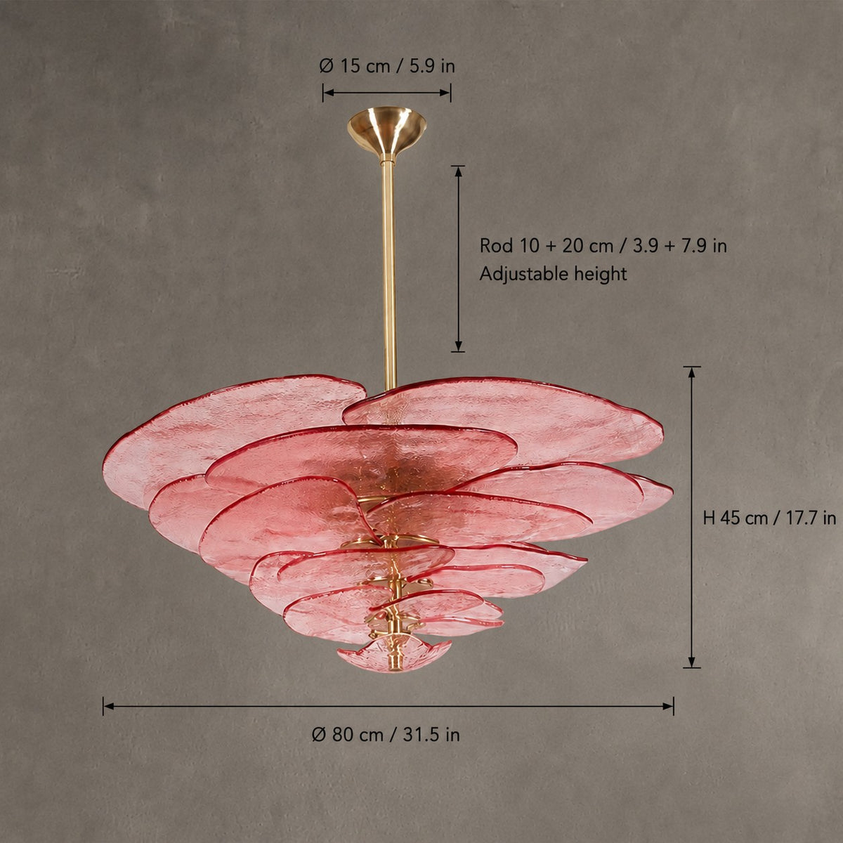 Petal Cascade  Living Room & Dining Room Chandelier  Artisan Murano Style