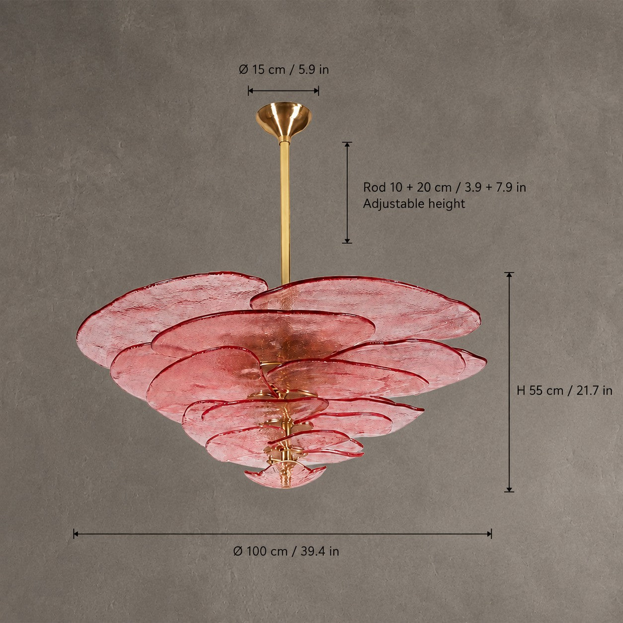 Petal Cascade  Living Room & Dining Room Chandelier  Artisan Murano Style