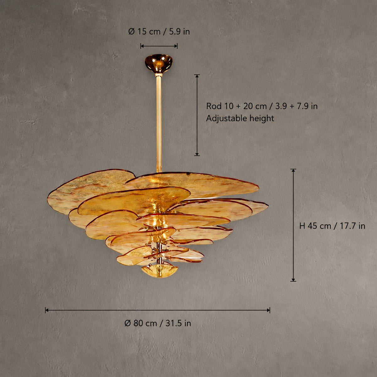Petal Cascade  Living Room & Dining Room Chandelier  Artisan Murano Style