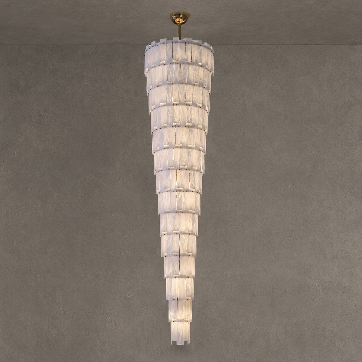 Long Cascading Alabaster Staircase Chandelier