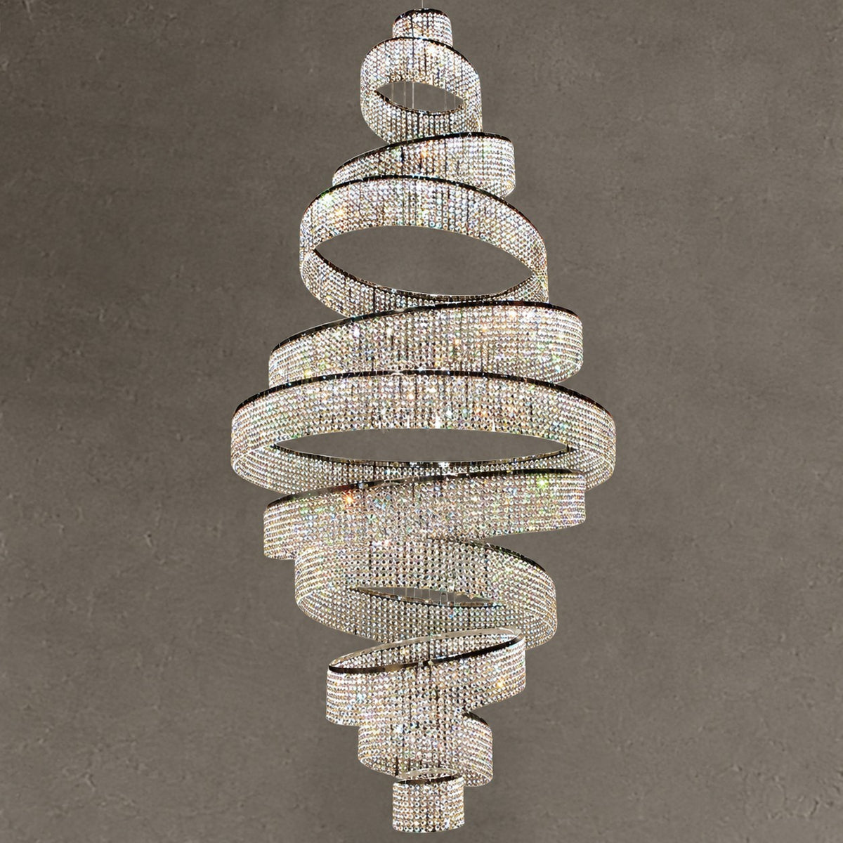 Long Crystal Tassel Rings Chandelier Extra Large Living Room Staircase High Ceiling Lighting Fixture