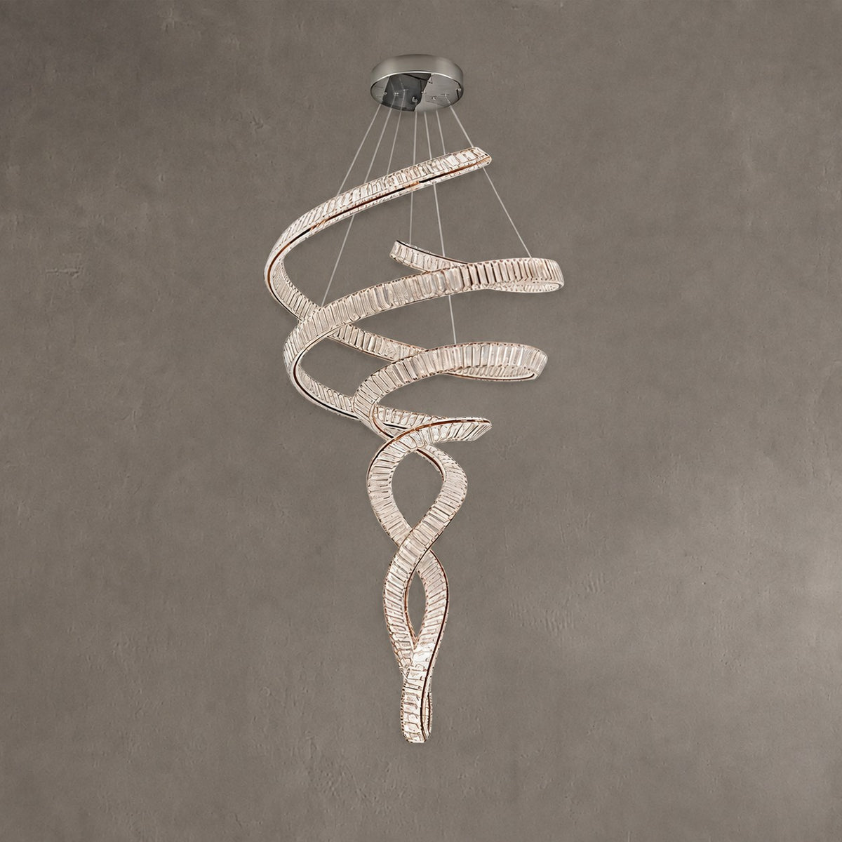 Long Spiral Crystal Ribbon Chandelier