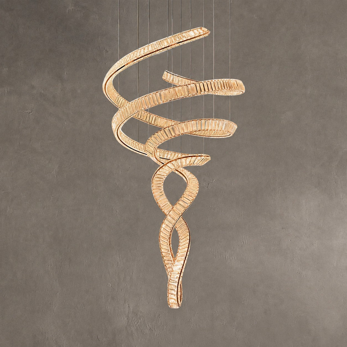 Long Spiral Crystal Ribbon Chandelier