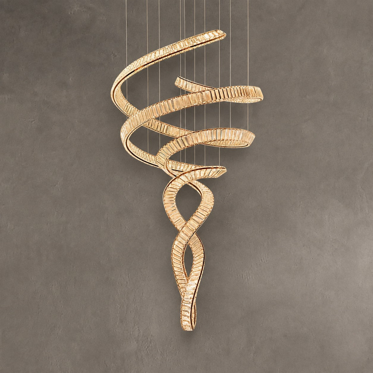 Long Spiral Crystal Ribbon Chandelier