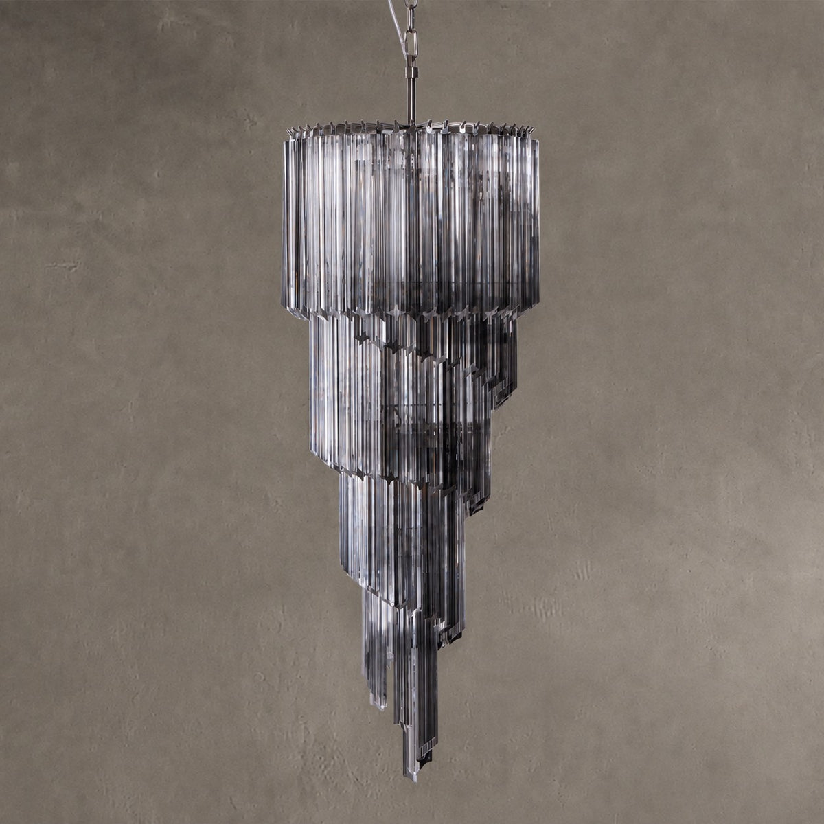 Chandelier  Lucente Noir Spiral Grey Glass Nickel