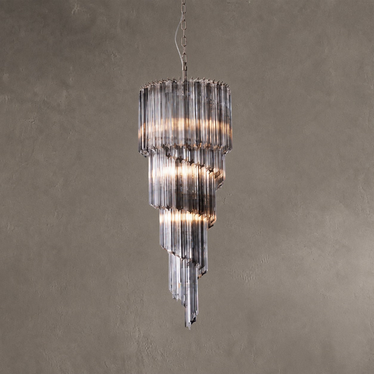 Chandelier  Lucente Noir Spiral Grey Glass Nickel