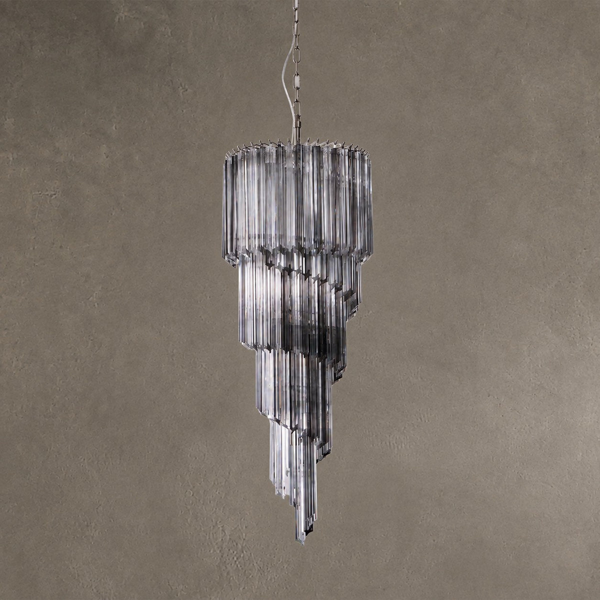 Chandelier  Lucente Noir Spiral Grey Glass Nickel