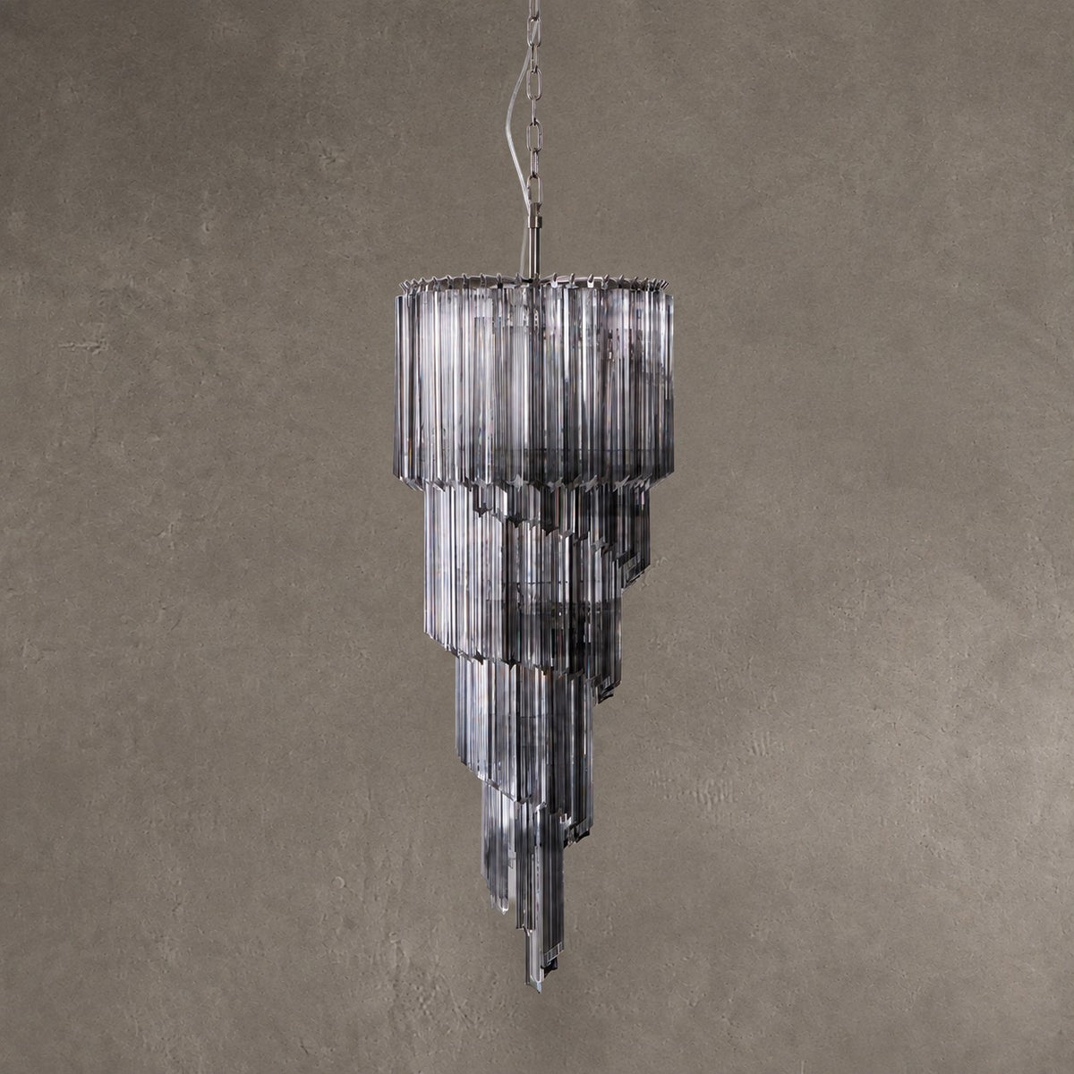 Chandelier  Lucente Noir Spiral Grey Glass Nickel
