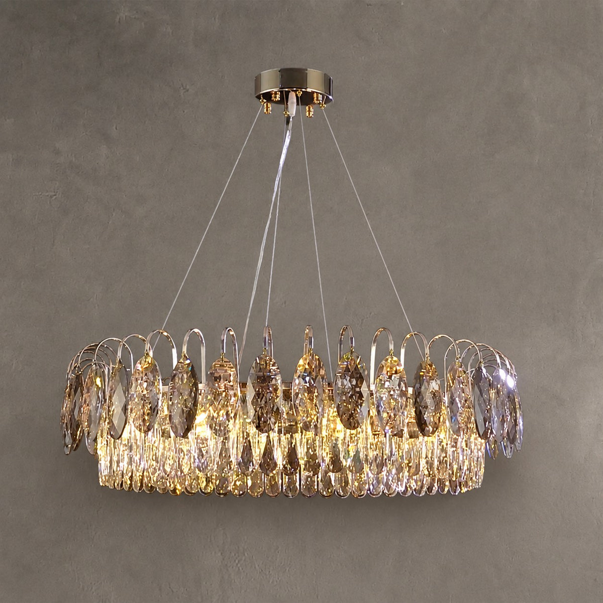 Luxurious K9 Crystal Chandelier in Brass/Silver Finish | Modern Ceiling Light Fixtures