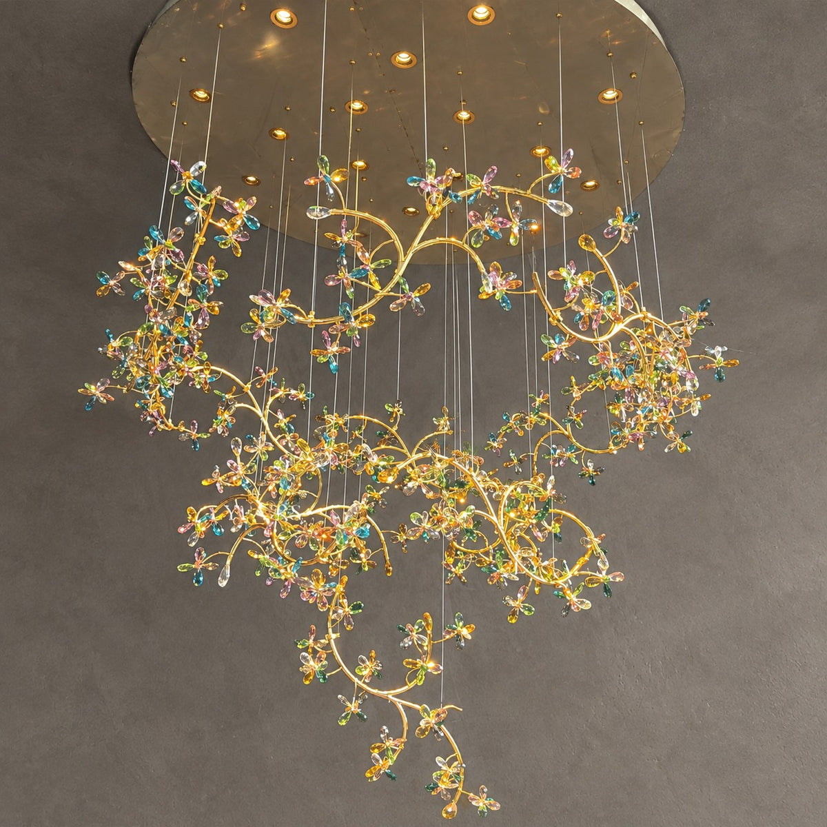 Luxury Floating Branches Crystal Flower Chandelier for High Ceiling/Mansion/Hotel