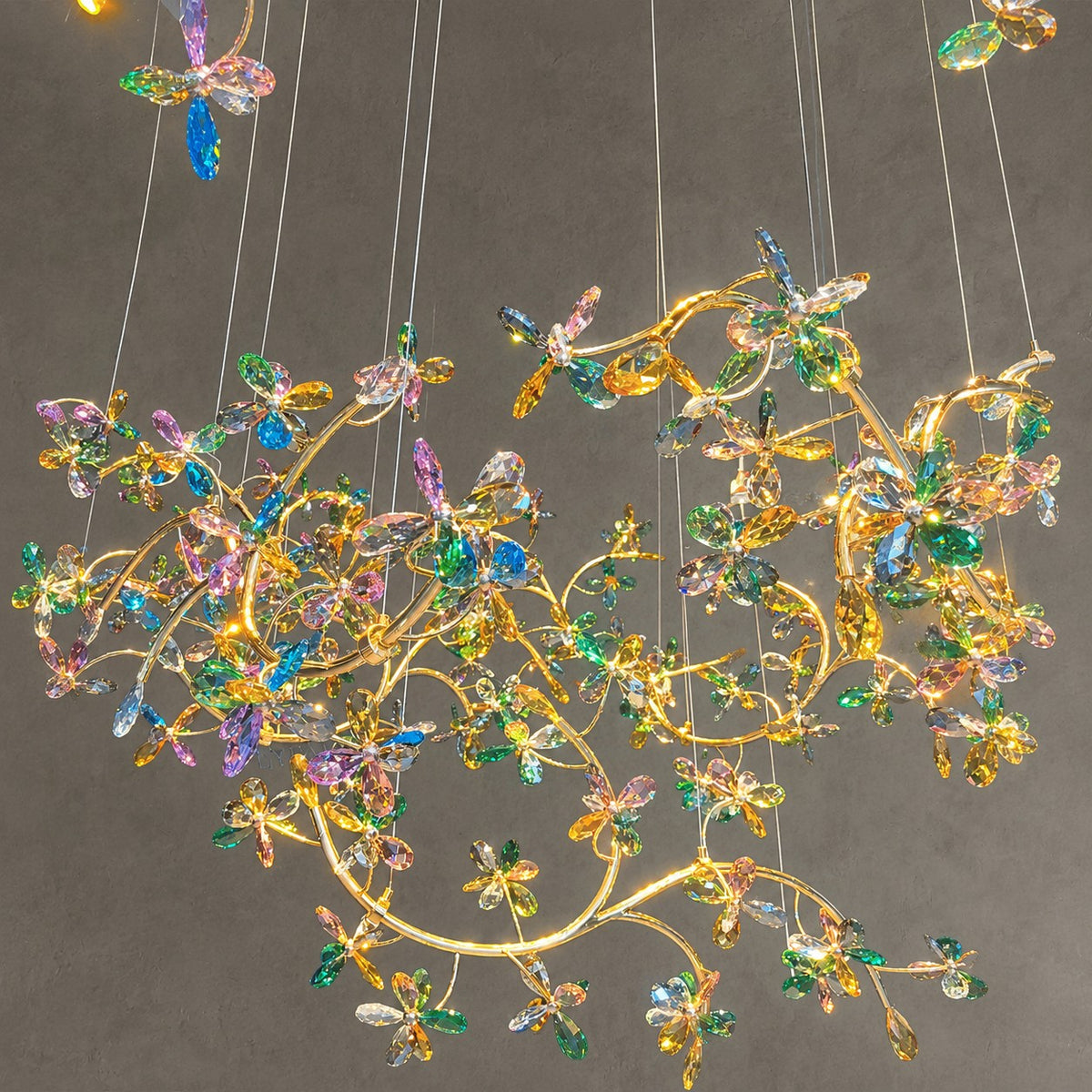 Luxury Floating Branches Crystal Flower Chandelier for High Ceiling/Mansion/Hotel
