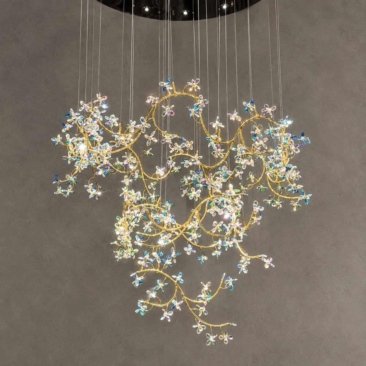 Luxury Floating Branches Crystal Flower Chandelier for High Ceiling/Mansion/Hotel
