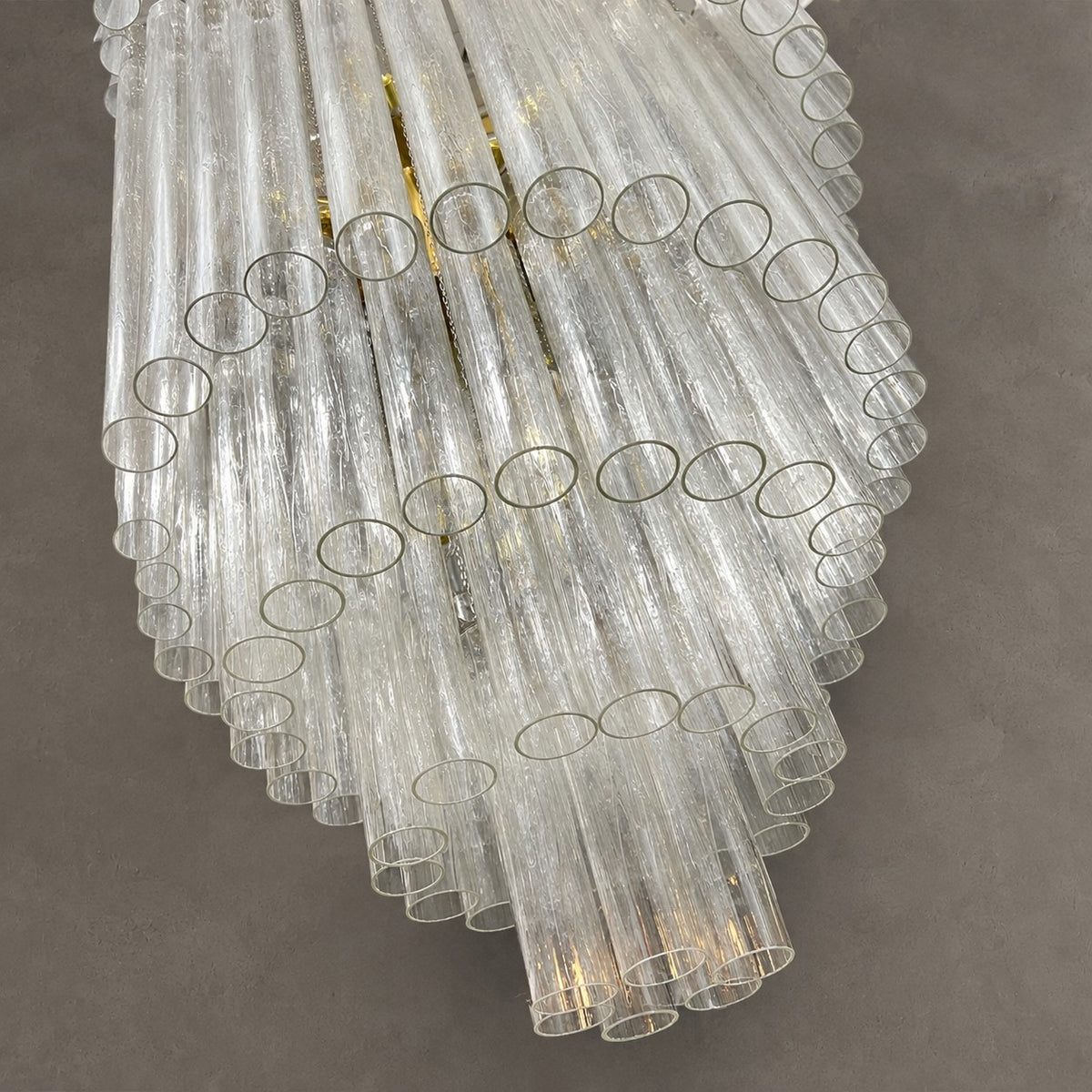 Luxury Floating Cascade Clear Glass Tube Chandelier for High Ceilings