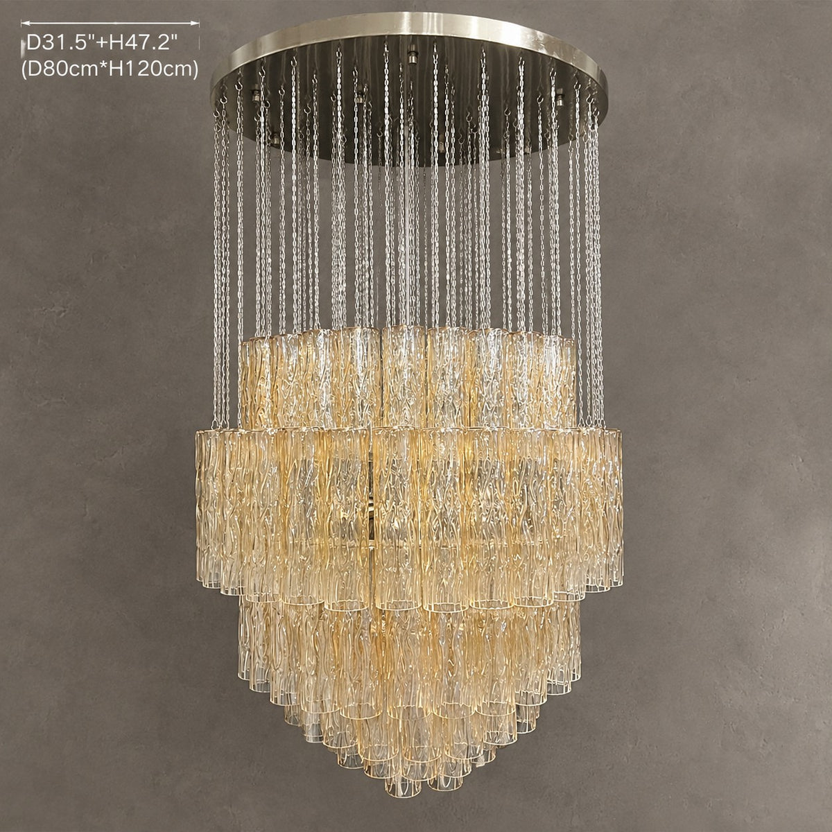 Luxury Floating Glass Tube Chandelier for High Ceiling