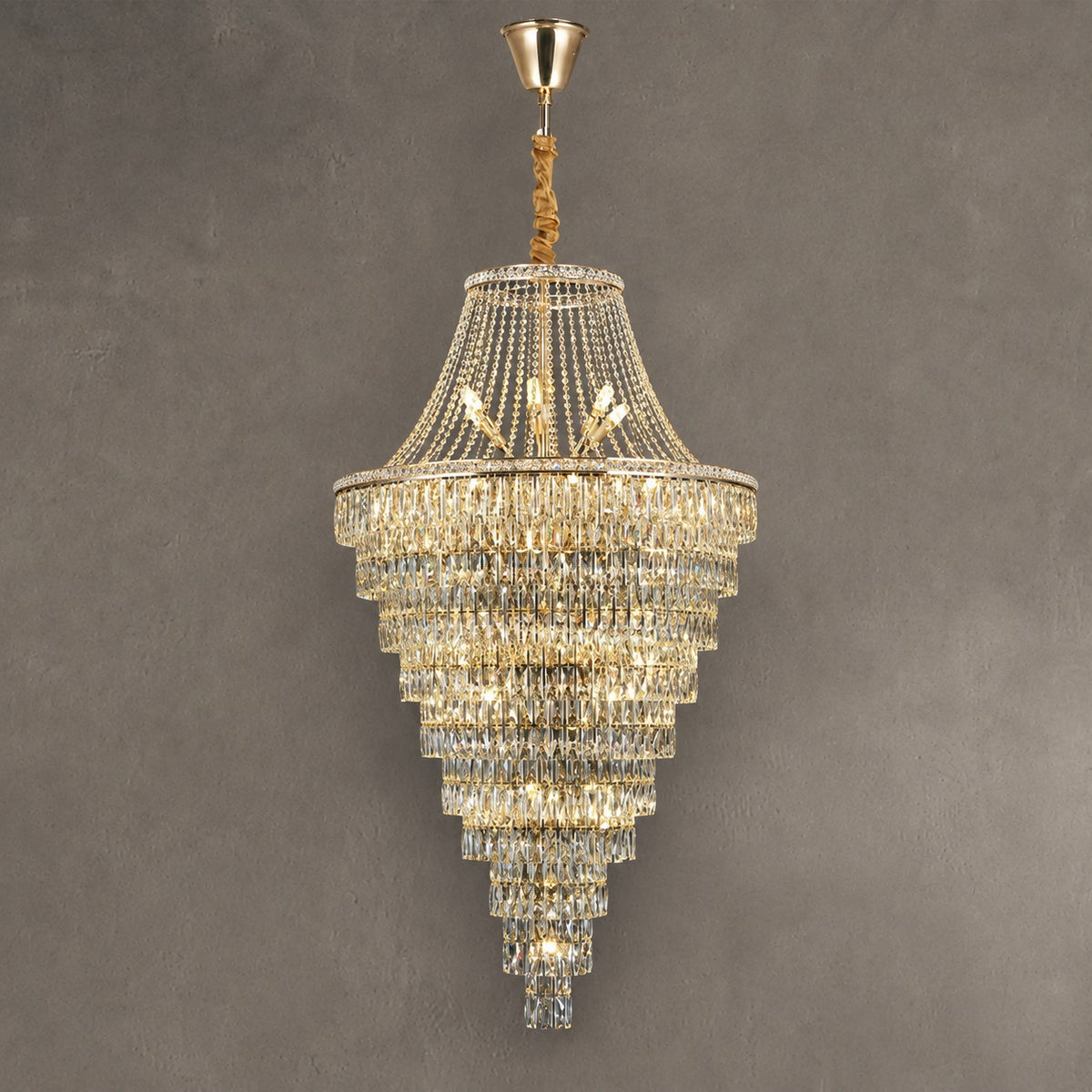 Magnificent Extra Large Foyer Hall Chandelier Tiered Crystal Ceiling Lighting Fixture For Living Room Decor