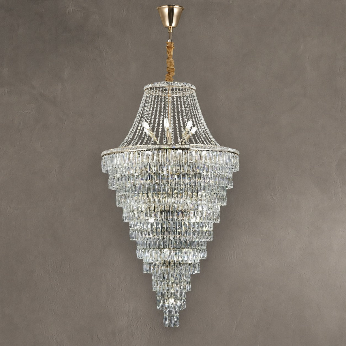 Magnificent Extra Large Foyer Hall Chandelier Tiered Crystal Ceiling Lighting Fixture For Living Room Decor
