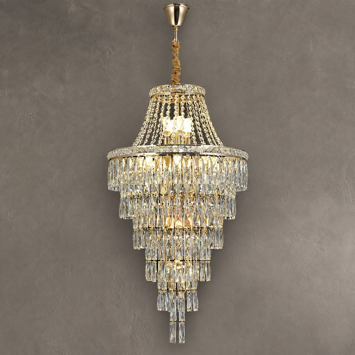Magnificent Extra Large Foyer Hall Chandelier Tiered Crystal Ceiling Lighting Fixture For Living Room Decor