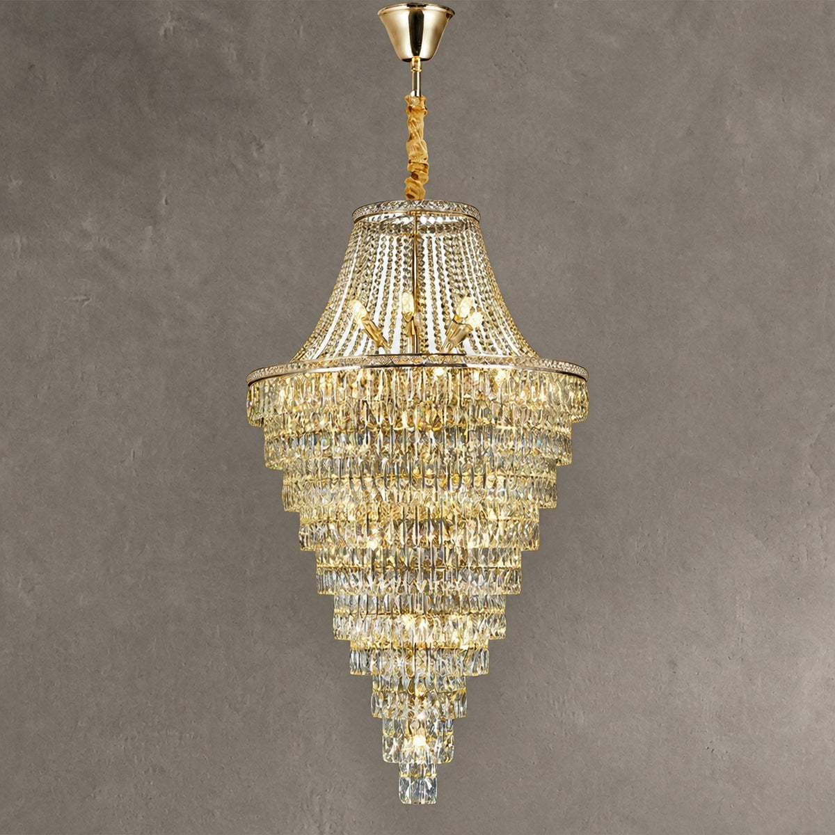 Magnificent Extra Large Foyer Hall Chandelier Tiered Crystal Ceiling Lighting Fixture For Living Room Decor