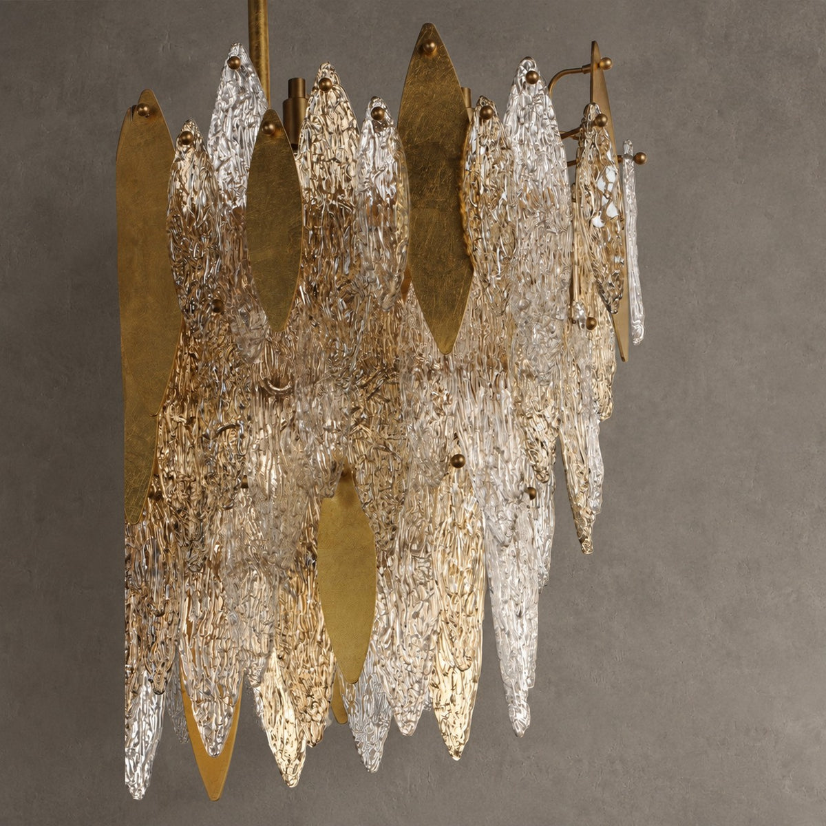Majestic Gold Leaf Linear Chandelier - 18 Lights, 40 Inch