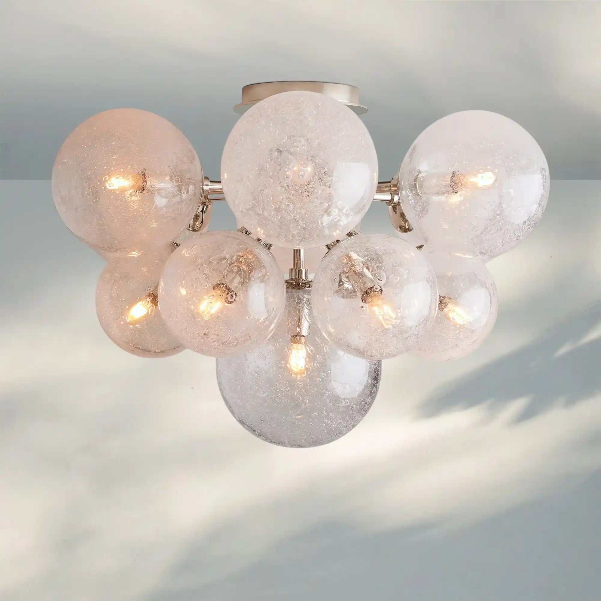 Mandoza Flushmount Hand-Blown Glass Ceiling Light with Brass Finish