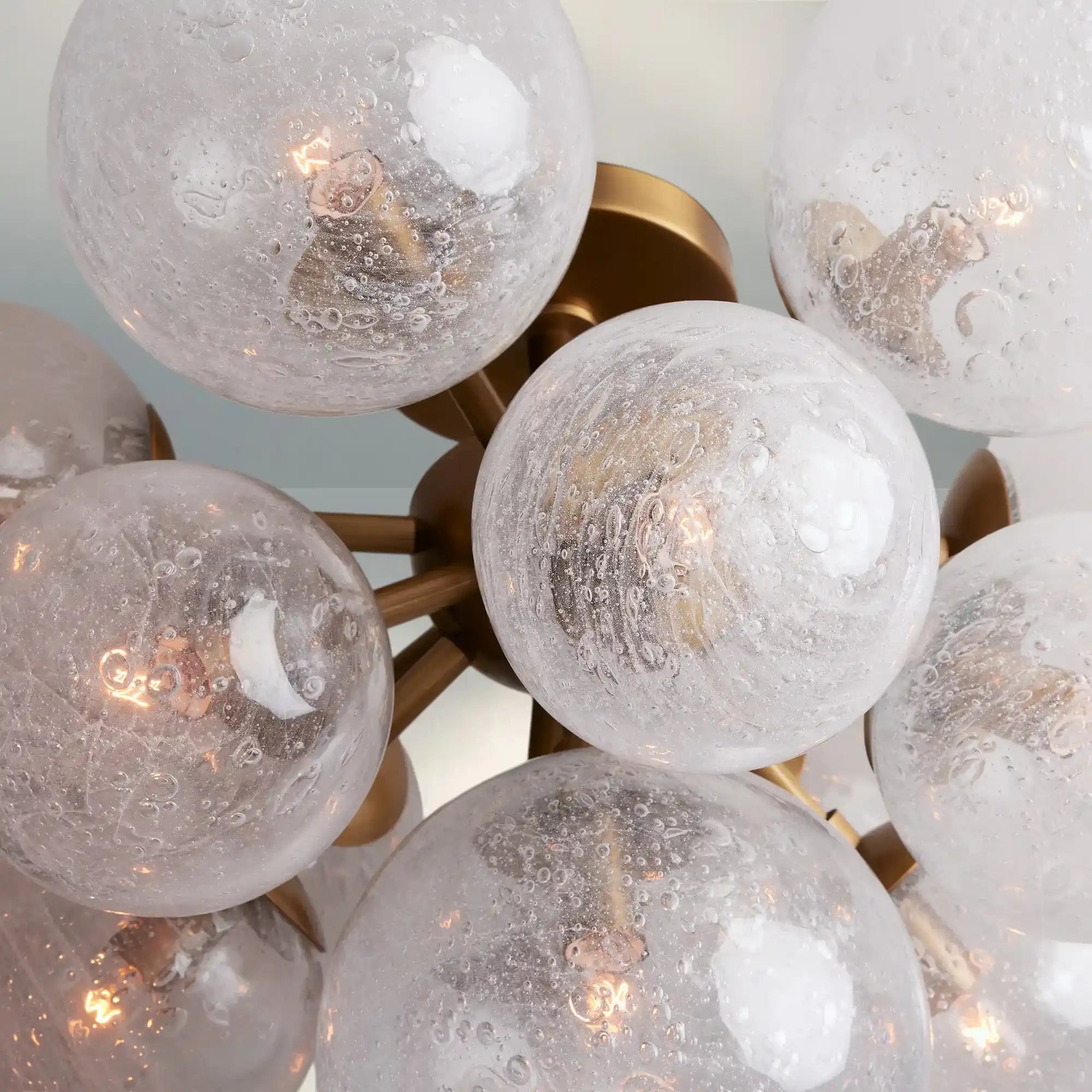 Mandoza Flushmount Hand-Blown Glass Ceiling Light with Brass Finish