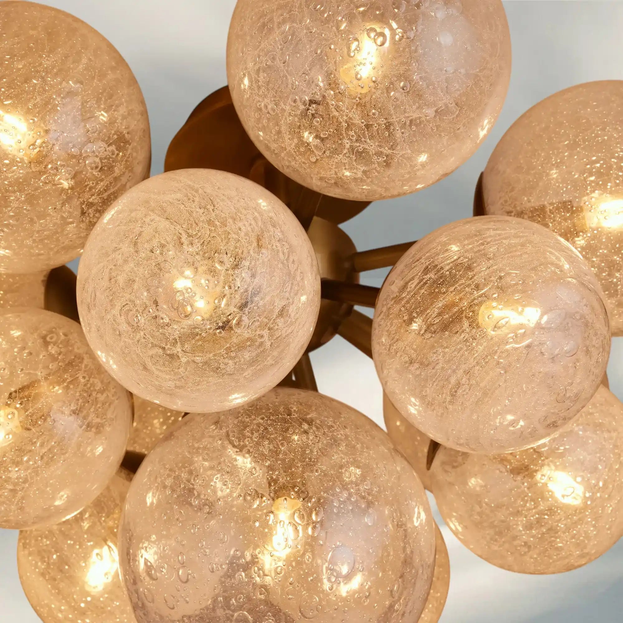 Mandoza Flushmount Hand-Blown Glass Ceiling Light with Brass Finish