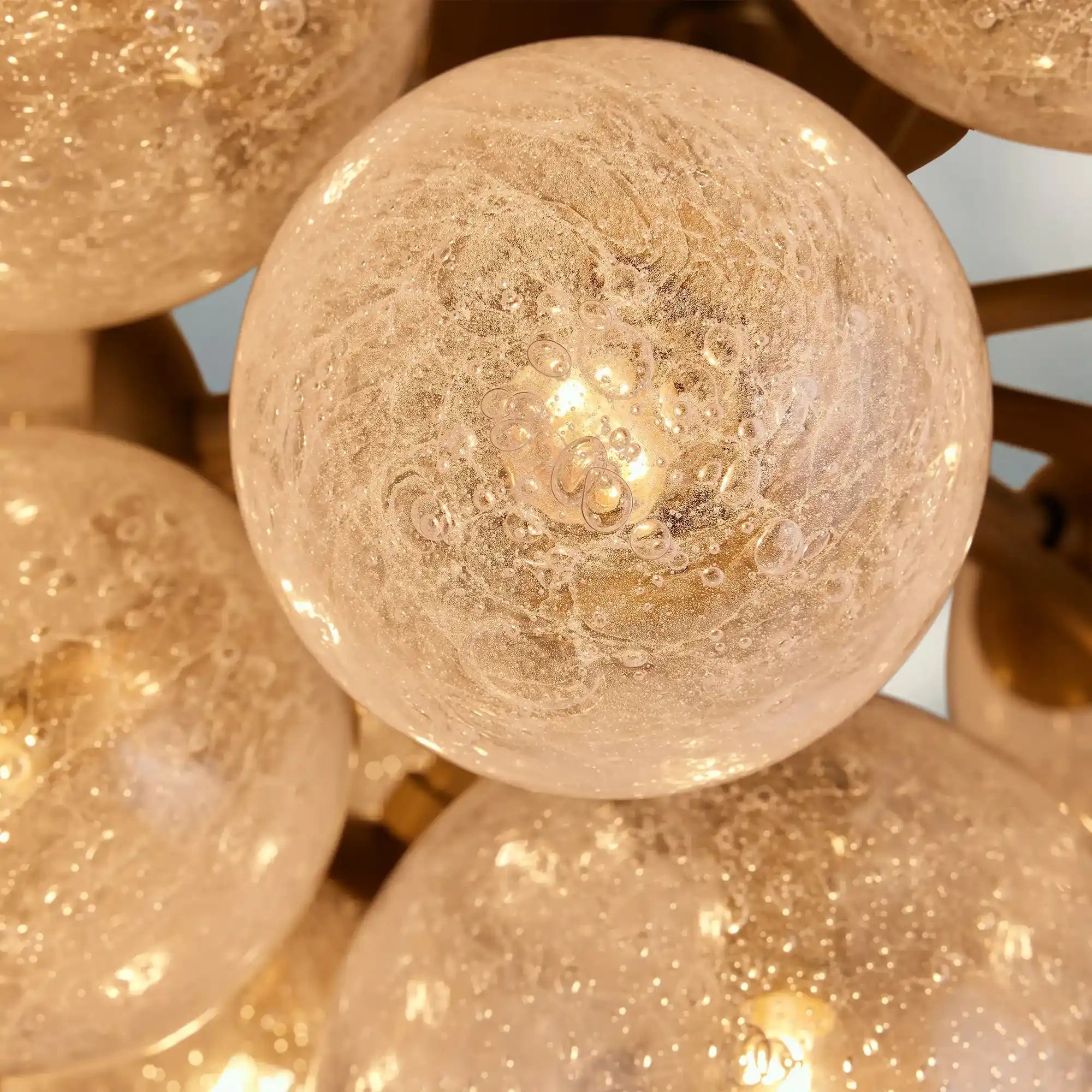 Mandoza Flushmount Hand-Blown Glass Ceiling Light with Brass Finish