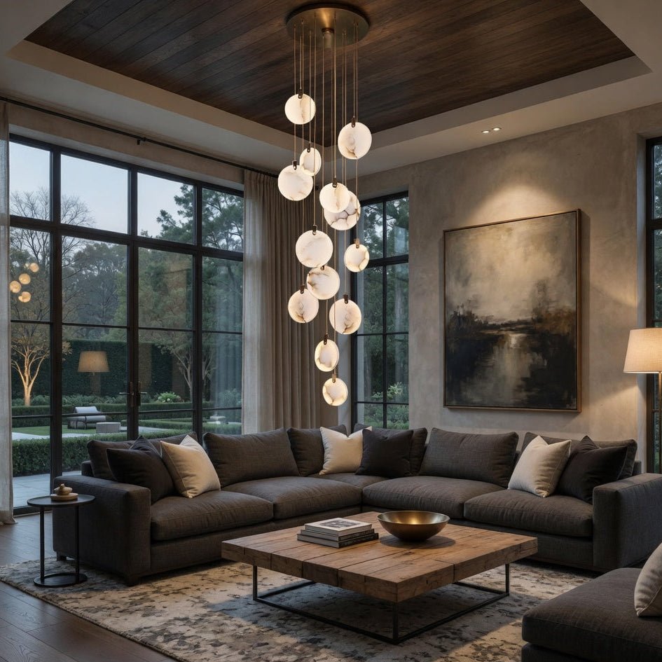 buyMoonshade Marble Disc Chandelier - Morsale