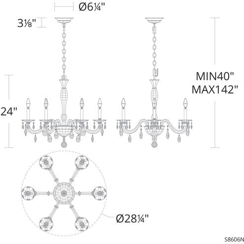 Marcello 6-light chandelier 24"