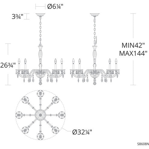 Marcello 8-light chandelier 32"