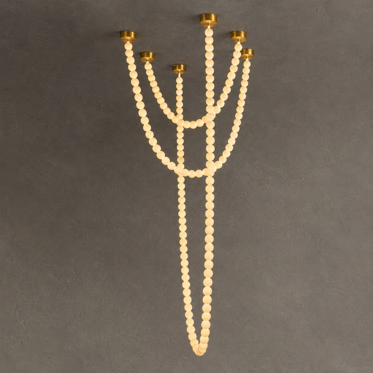 Modern Alabaster Pearl-Chain Pendant Light